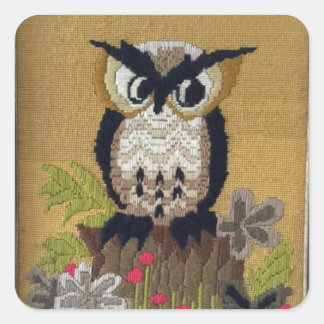 Pegatinas de Vintage Cross Stitch Owl de los años 