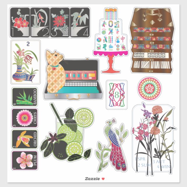 Pegatinas de Vinyl de Mah Jongg Mix03 (Hoja)