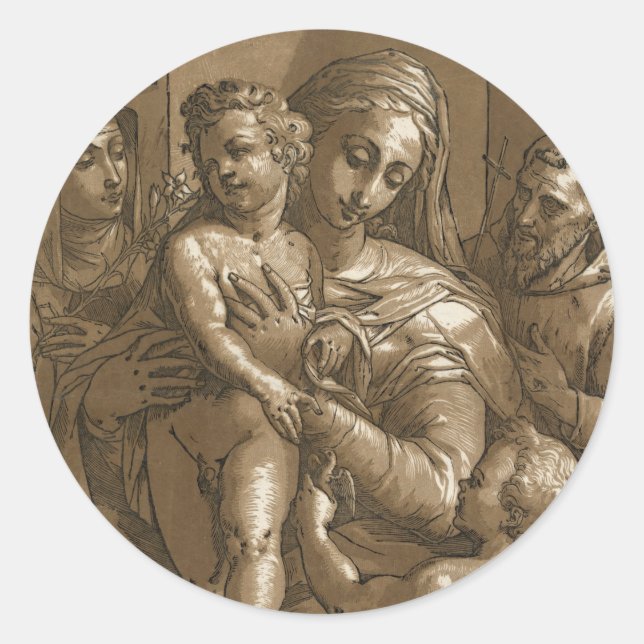 Pegatinas de Virgen, Niño y Santos (Anverso)