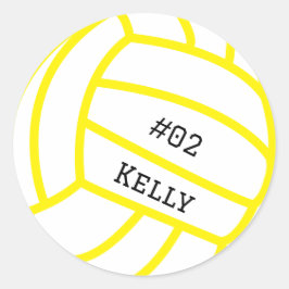 Pegatinas de voleibol amarillo personalizados