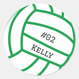 Pegatinas de voleibol verde personalizados