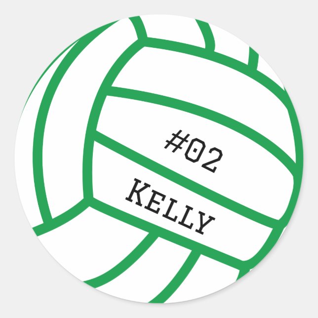 Pegatinas de voleibol verde personalizados (Anverso)