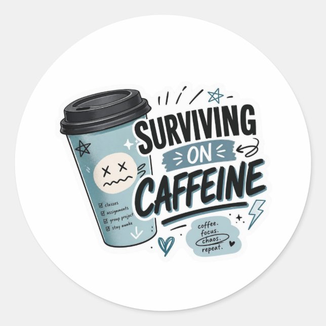 Pegatinas de Vuelta al Cole Sobreviviendo con Cafe (Anverso)