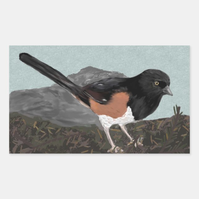 Pegatinas de Watercolor Eastern Towhee (Anverso)