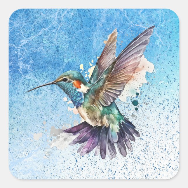 Pegatinas de Watercolor Hummingbird (Anverso)