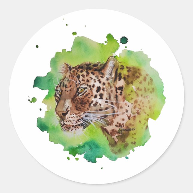 Pegatinas de Watercolor Leopard (Anverso)