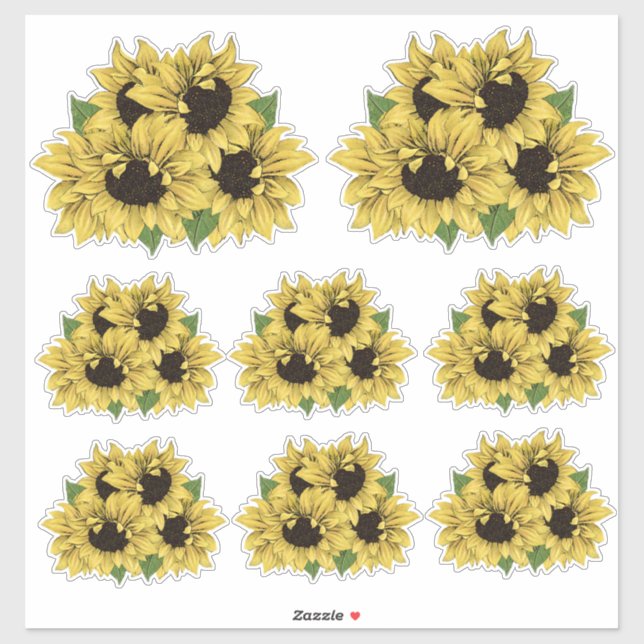 Pegatinas de Watercolor Sunflowers Bouquet Contour (Hoja)