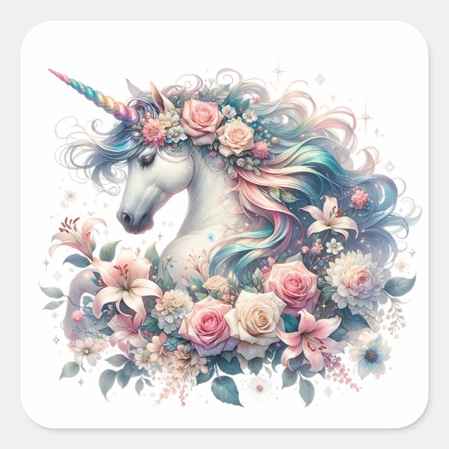 Pegatinas de Watercolor Unicornio (Anverso)