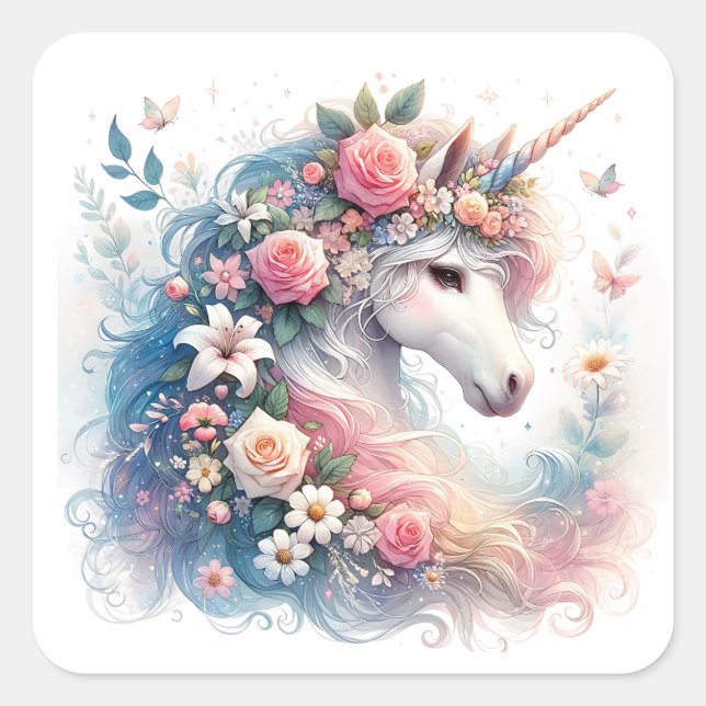 Pegatinas de Watercolor Unicornio (Anverso)