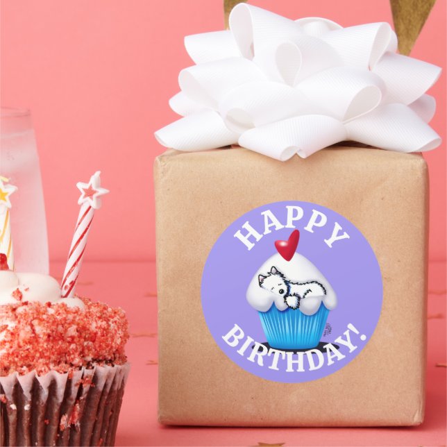 Pegatinas de Westie BIRTHDAY KiniArt (Fiesta)