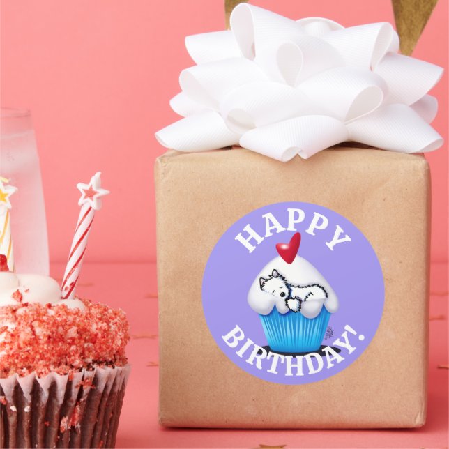 Pegatinas de Westie BIRTHDAY KiniArt (Fiesta)