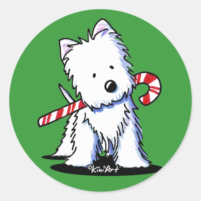 Pegatinas de Westie Candy Cane Cutie (Anverso)