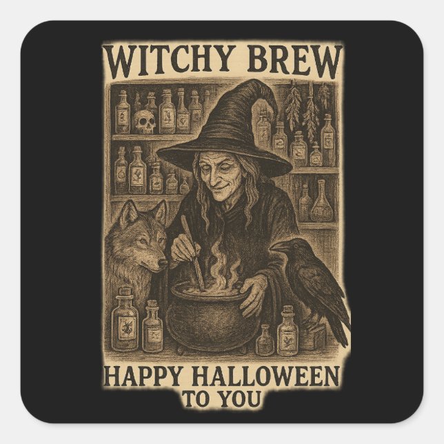 Pegatinas de Witchy Brew Halloween (Anverso)