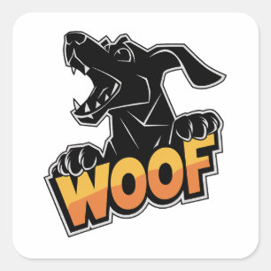 Pegatinas de Woof Dog Ilustracion Square