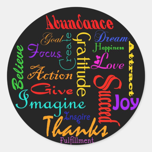 Pegatinas de Word Collage motivacionales (Anverso)