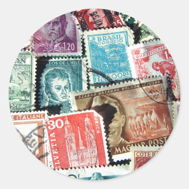 Pegatinas de World Stamp Collage (Anverso)