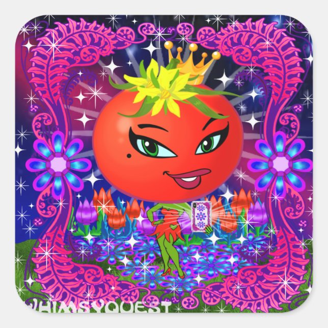 Pegatinas de WQ Saucy Tomato "Say Cheese" (Anverso)