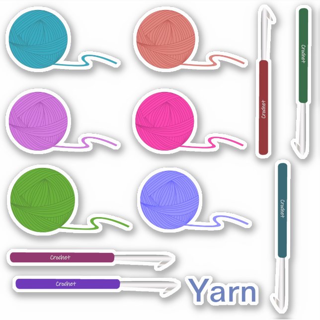 Pegatinas de Yarn y Hook (Anverso)