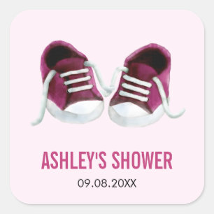 Pegatinas de zapatillas de bebé rosas para baby sh