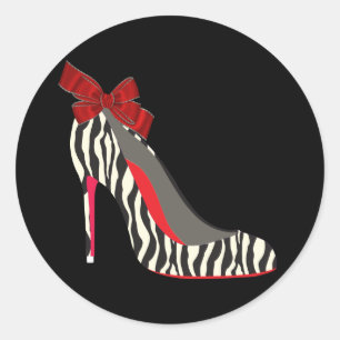 Pegatinas de zapato de tacón alto cebra roja elega