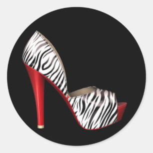 Pegatinas de zapato de tacón alto cebra roja elega