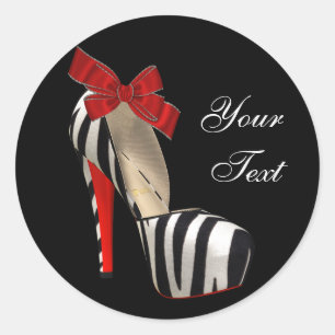 Pegatinas de zapato de tacón alto cebra roja elega