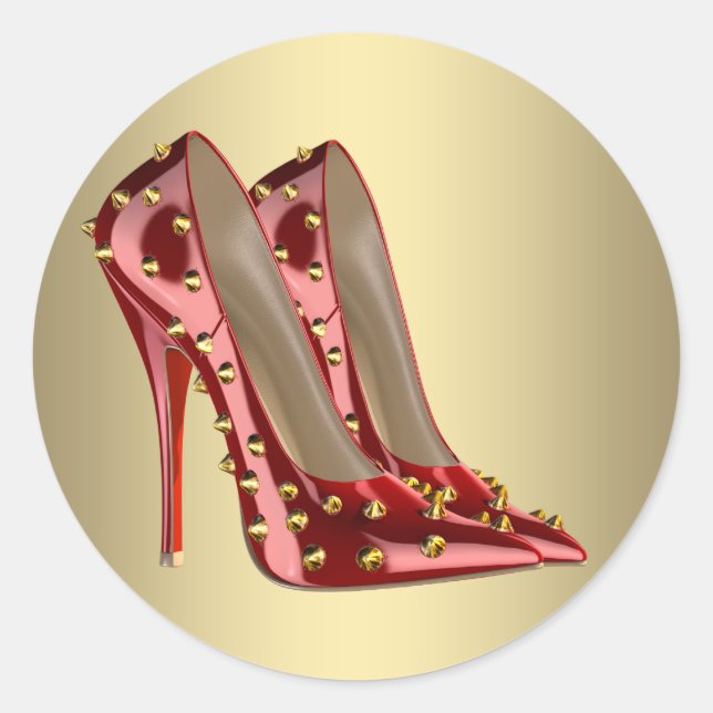 Pegatinas de zapato de tacón alto de oro rojo (Anverso)