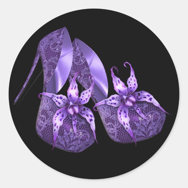 Pegatinas de zapato de tacón alto de orquídea eleg (Anverso)