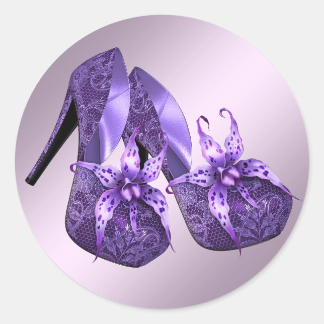 Pegatinas de zapato de tacón alto de orquídea eleg (Anverso)