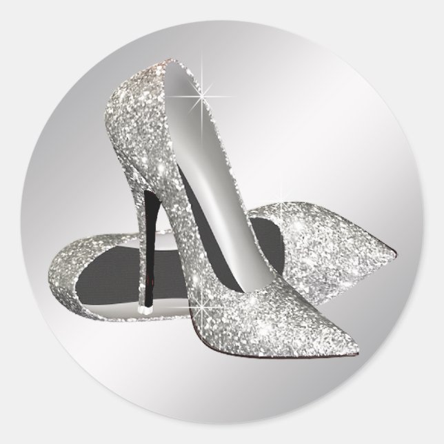 Pegatinas de zapato de tacón alto de plata (Anverso)