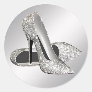 Pegatinas de zapato de tacón alto de plata