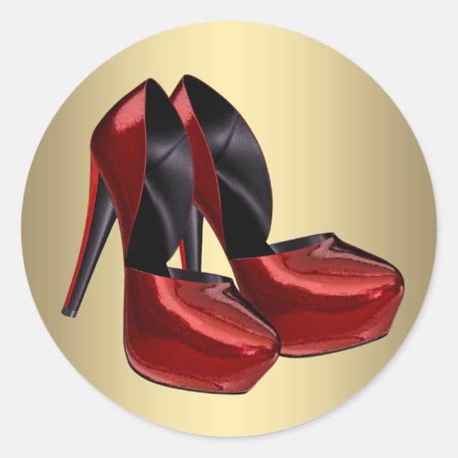 Pegatinas de zapato de tacón alto dorado rojo (Anverso)