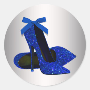 Pegatinas de zapato de tacón alto plateado azul re