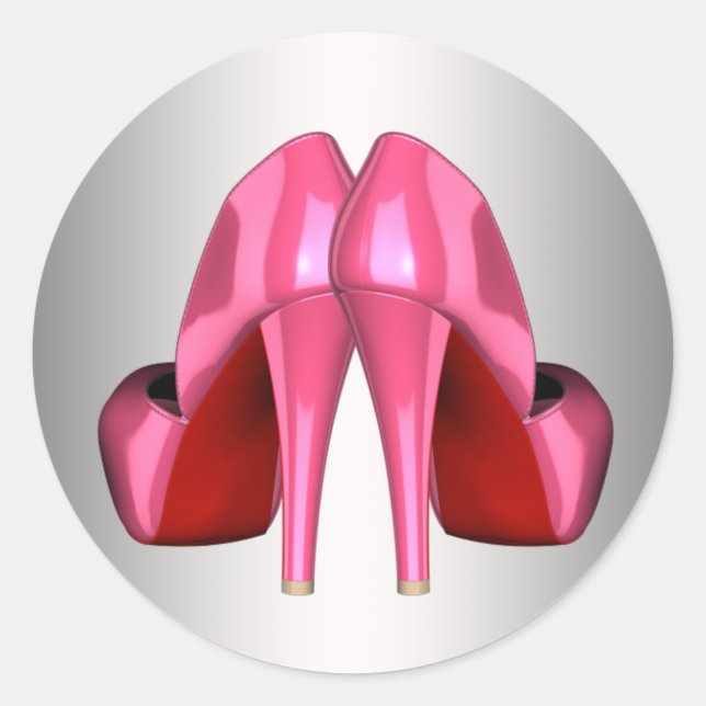 Pegatinas de zapato de tacón alto rosa bonito (Anverso)