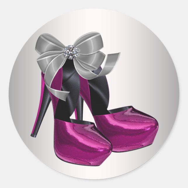 Pegatinas de zapato de tacón alto rosa caliente (Anverso)