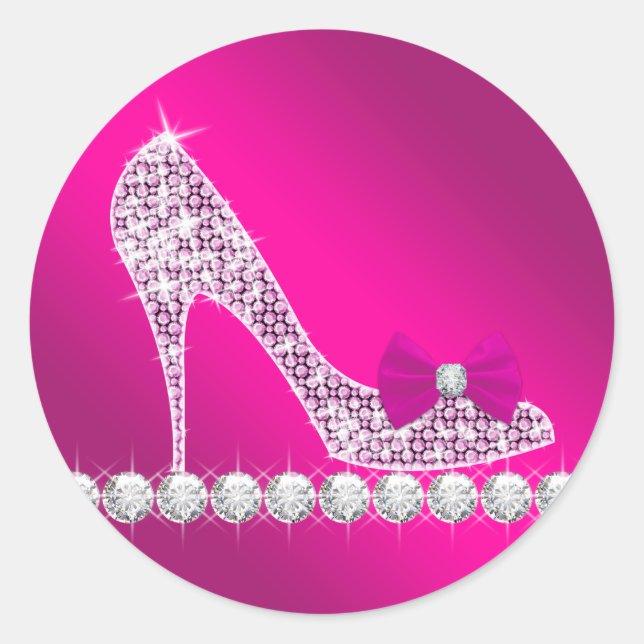 Pegatinas de zapato de tacón alto rosa caliente (Anverso)