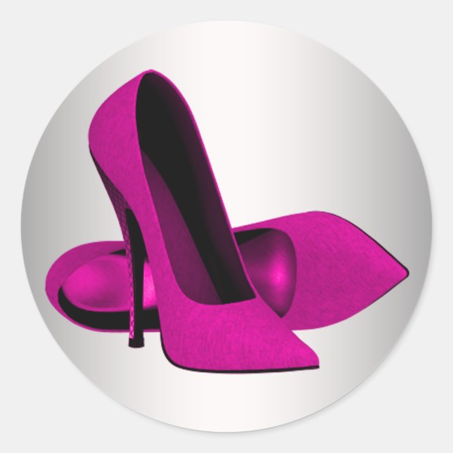 Pegatinas de zapato de tacón alto rosa intenso (Anverso)