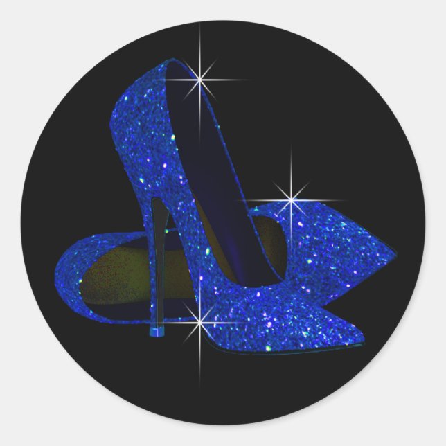 Pegatinas de zapatos de tacón alto azul real plate (Anverso)