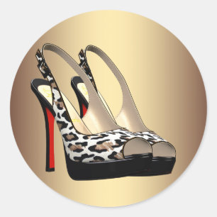 Pegatinas de zapatos de tacón alto de leopardo de