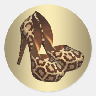 Pegatinas de zapatos de tacón alto de leopardo de