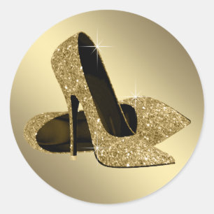 Pegatinas de zapatos de tacón alto de oro negro