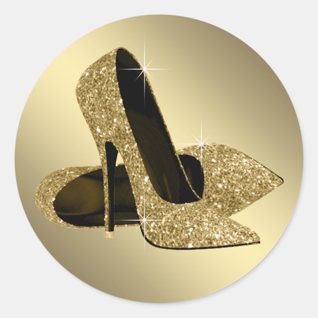Pegatinas de zapatos de tacón alto de oro negro (Anverso)