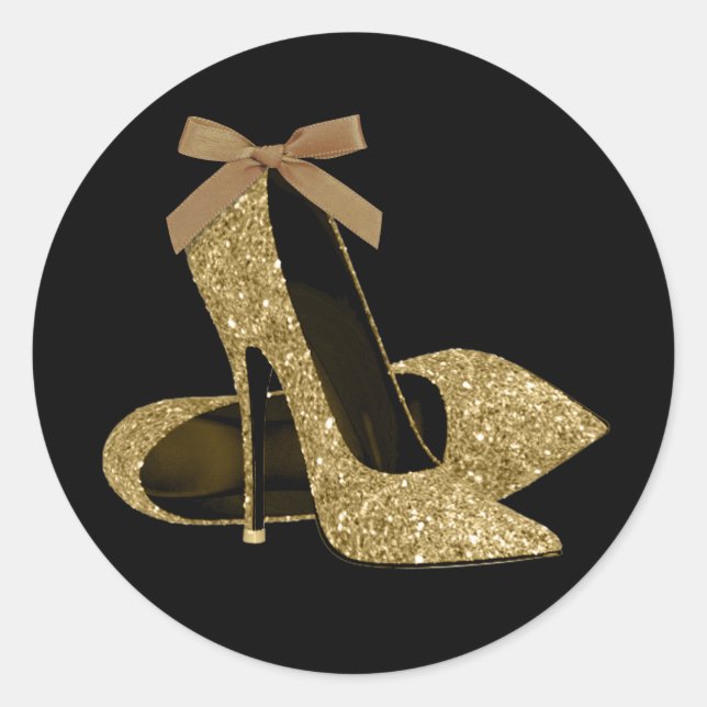 Pegatinas de zapatos de tacón alto de oro negro (Anverso)