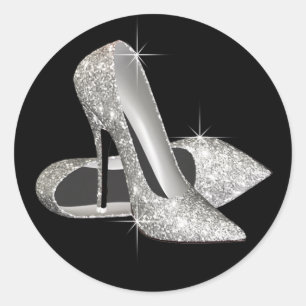 Pegatinas de zapatos de tacón alto en blanco y neg