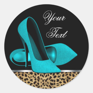 Pegatinas de zapatos de tacón alto Leopard azul tu