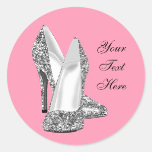Pegatinas de zapatos de tacón alto rosa con brillo