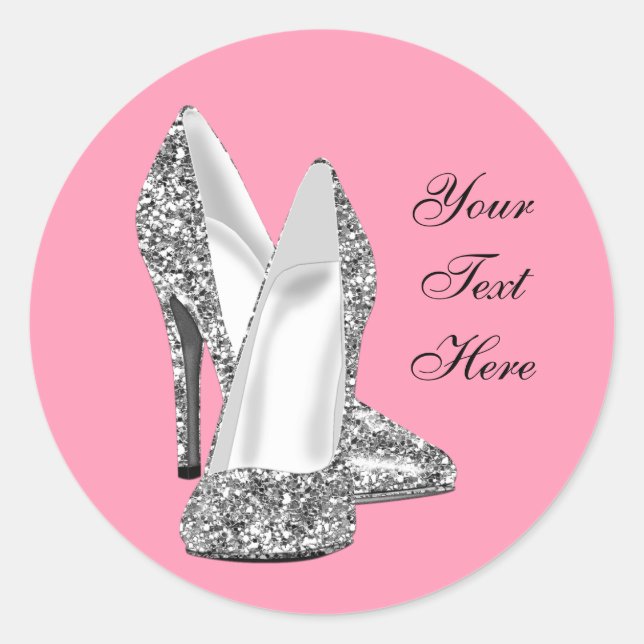 Pegatinas de zapatos de tacón alto rosa con brillo (Anverso)