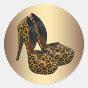 Pegatinas de zapatos de tacón de leopardo de oro n