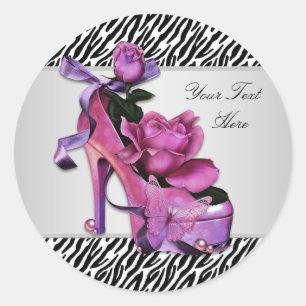 Pegatinas de Zebra Rosa Fuerte de Zapato de Tacón