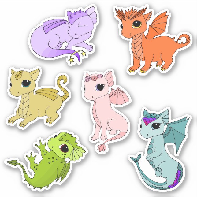 Pegatinas de zodiac de Cute Baby Dragon (Anverso)